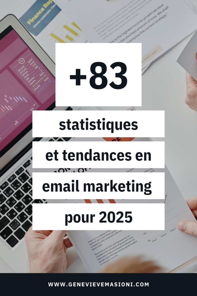 Bannière décorative avec le texte "83 statistiques et tendances en email marketing pour 2025"