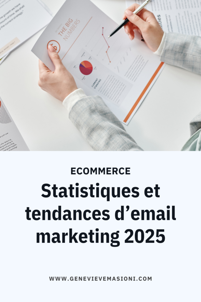 Bannière décorative avec le texte "Ecommerce : Statistiques et tendances d’email marketing 2025"