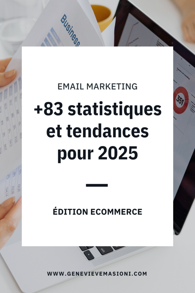 Bannière décorative avec le texte "Email marketing : 83 statistiques et tendances pour 2025 Édition ecommerce"