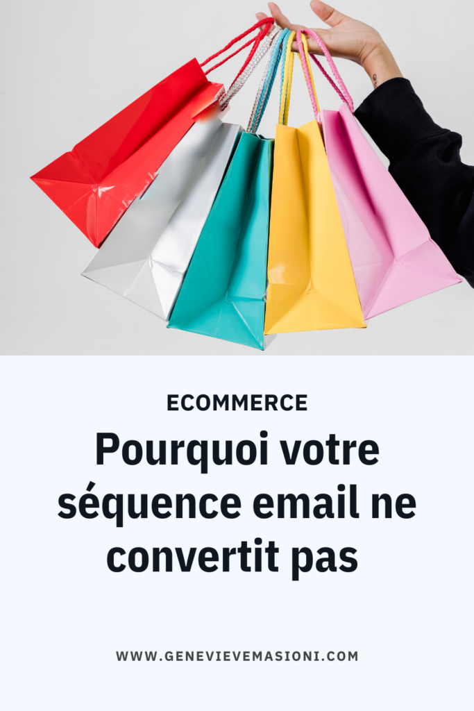Bannière décorative avec le texte "e-commerce : Pourquoi votre séquence email ne convertit pas"