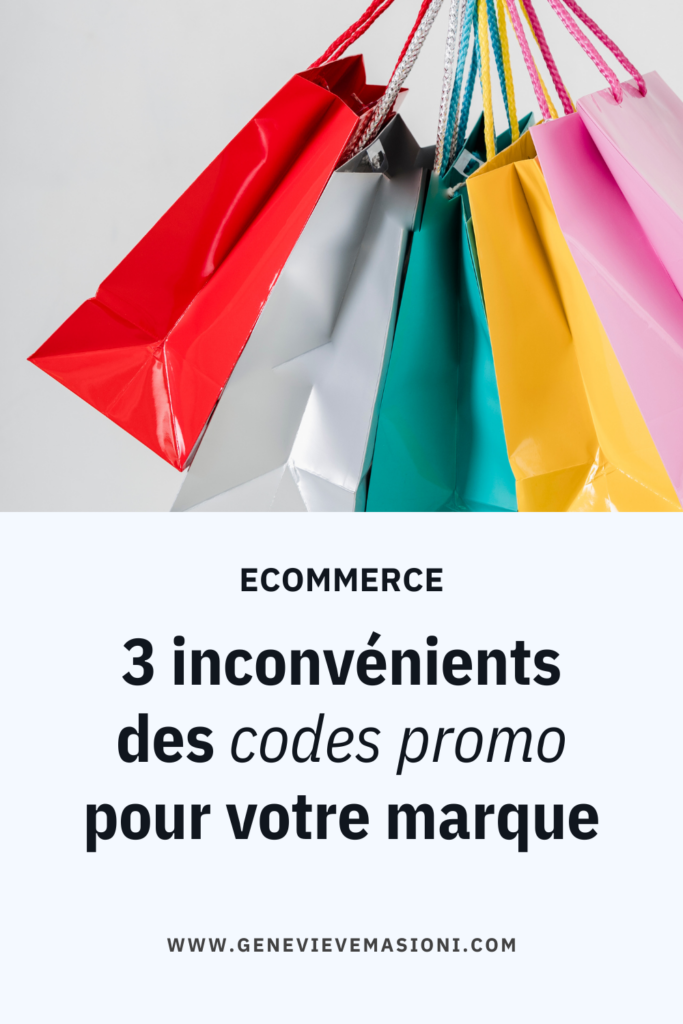 Bannière décorative avec le texte "Ecommerce : 3 inconvénients des codes promo pour votre marque"